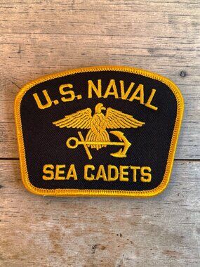 U.S. Naval Sea Cadets Black & Gold Embroidered Patch With Eagle & Anchor Design